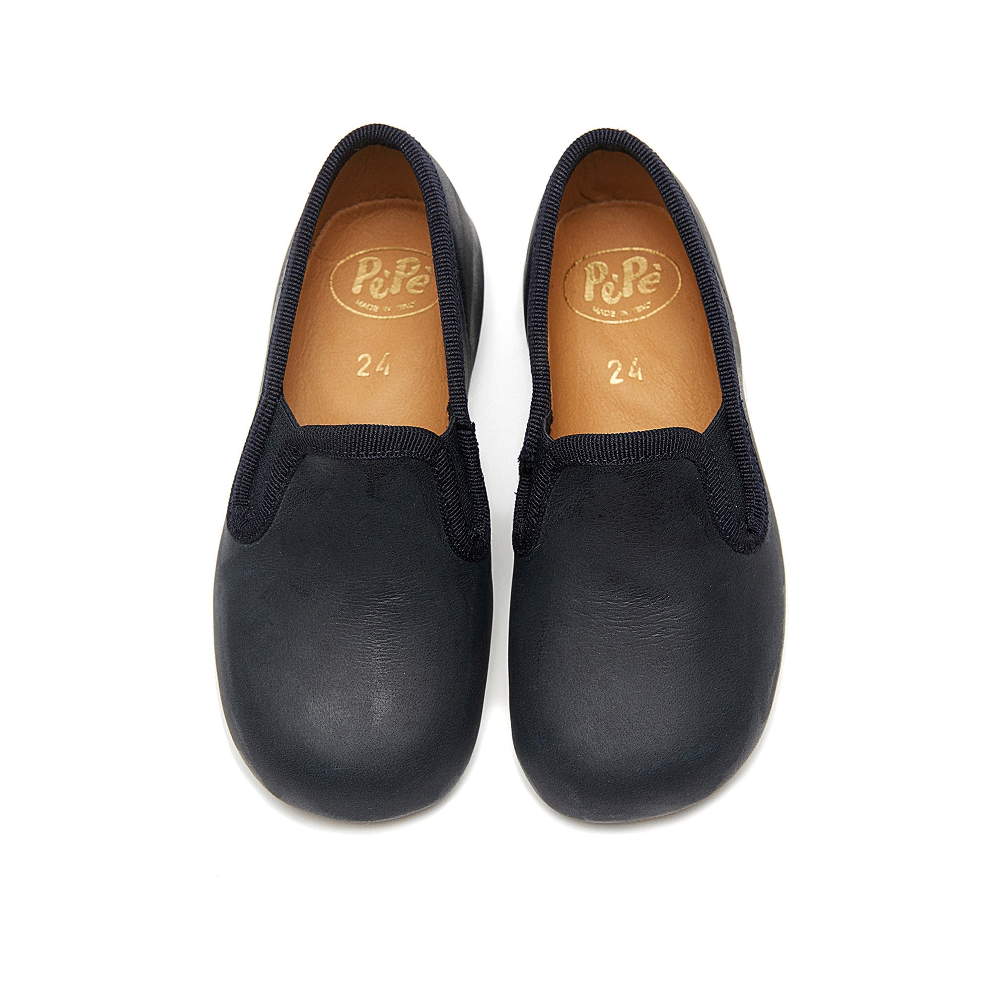 Boys & Girls Navy Leather Shoes