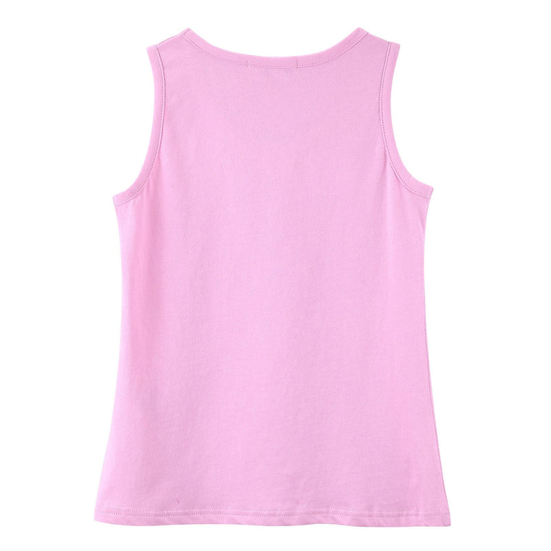Girls Pink Cotton Jersey Vest With Silver Brand Name Logo - CÉMAROSE | Children's Fashion Store - 2