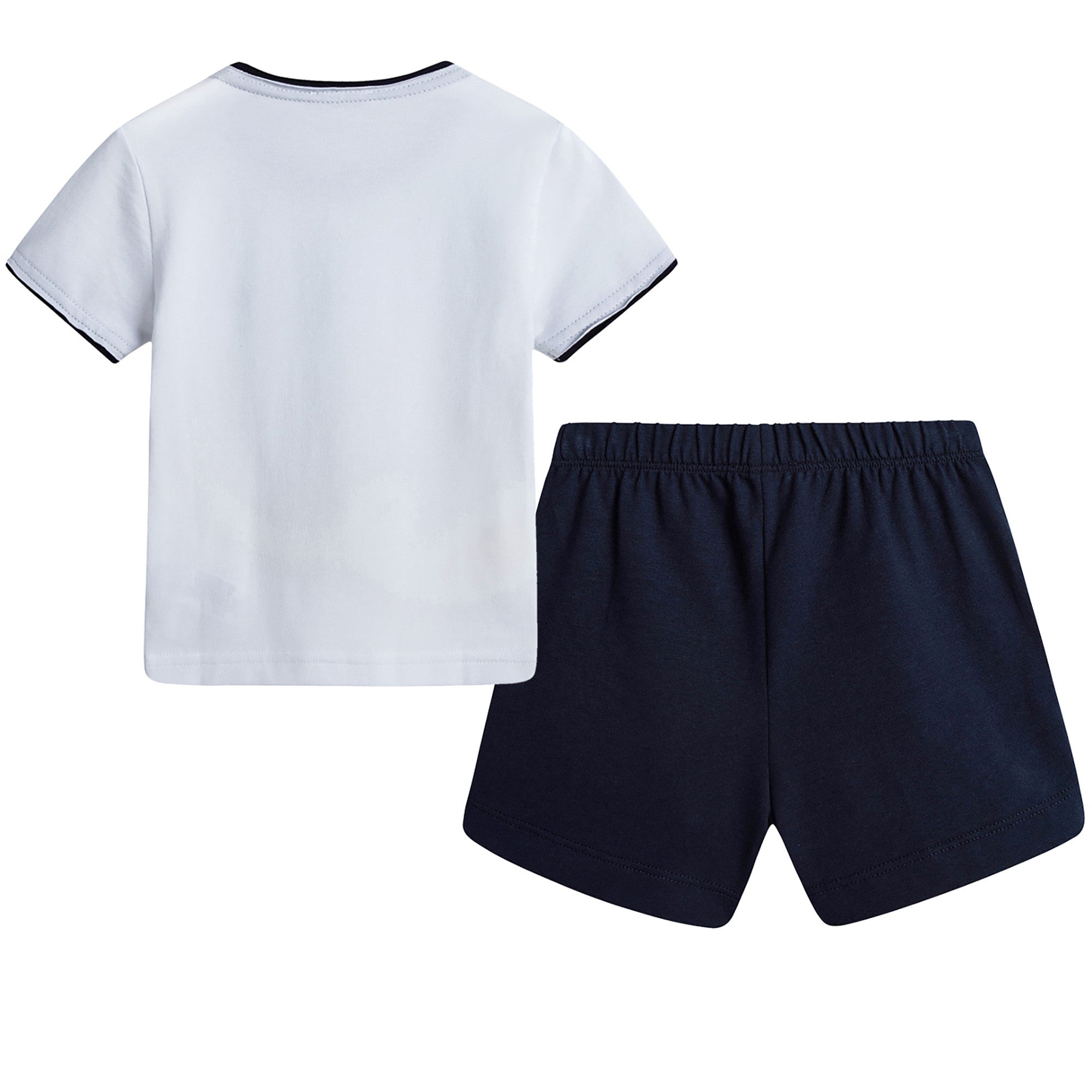 Baby Boys White T-Shirt And Dark Blue Shorts - CÉMAROSE | Children's Fashion Store - 2