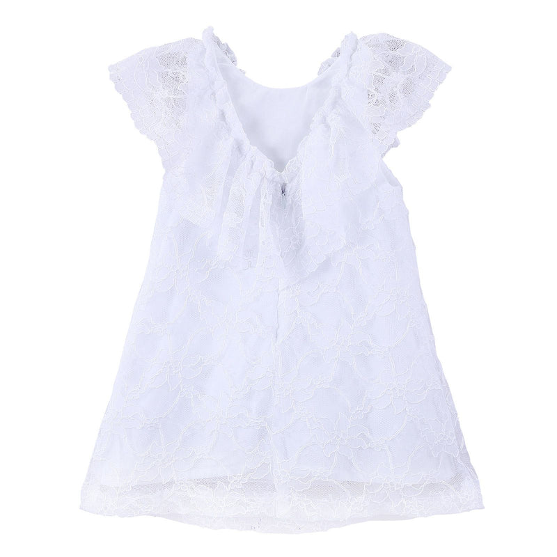Girls White Lace Dress With Frilly Cuffs - CÉMAROSE | Children's Fashion Store - 2