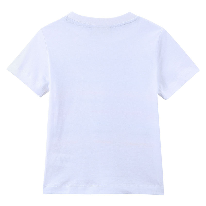 Boys White Cotton T-Shirt With Multicolour Stripe - CÉMAROSE | Children's Fashion Store - 3