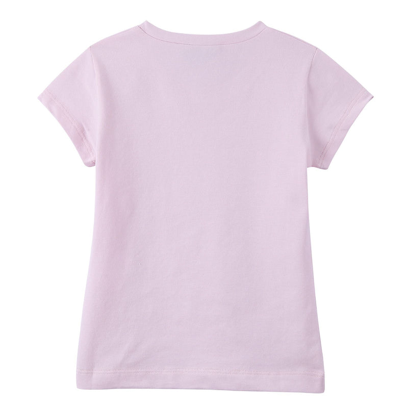 Girls Pink Cotton T-Shirt With Gold Rhinestone Logo - CÉMAROSE | Children's Fashion Store - 2
