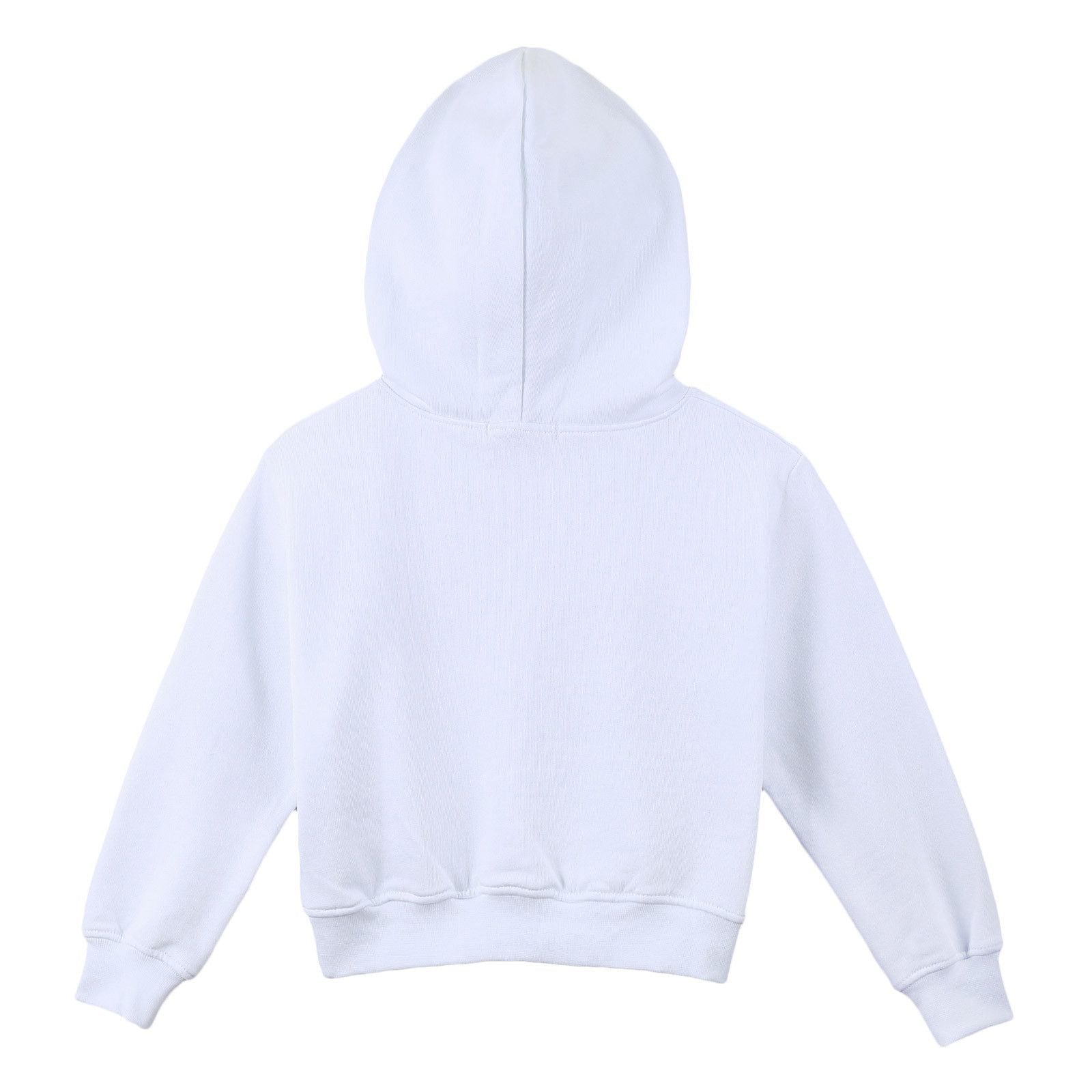 Girls White Cotton Hooded Sweater With Brand Name Logo - CÉMAROSE | Children's Fashion Store - 2