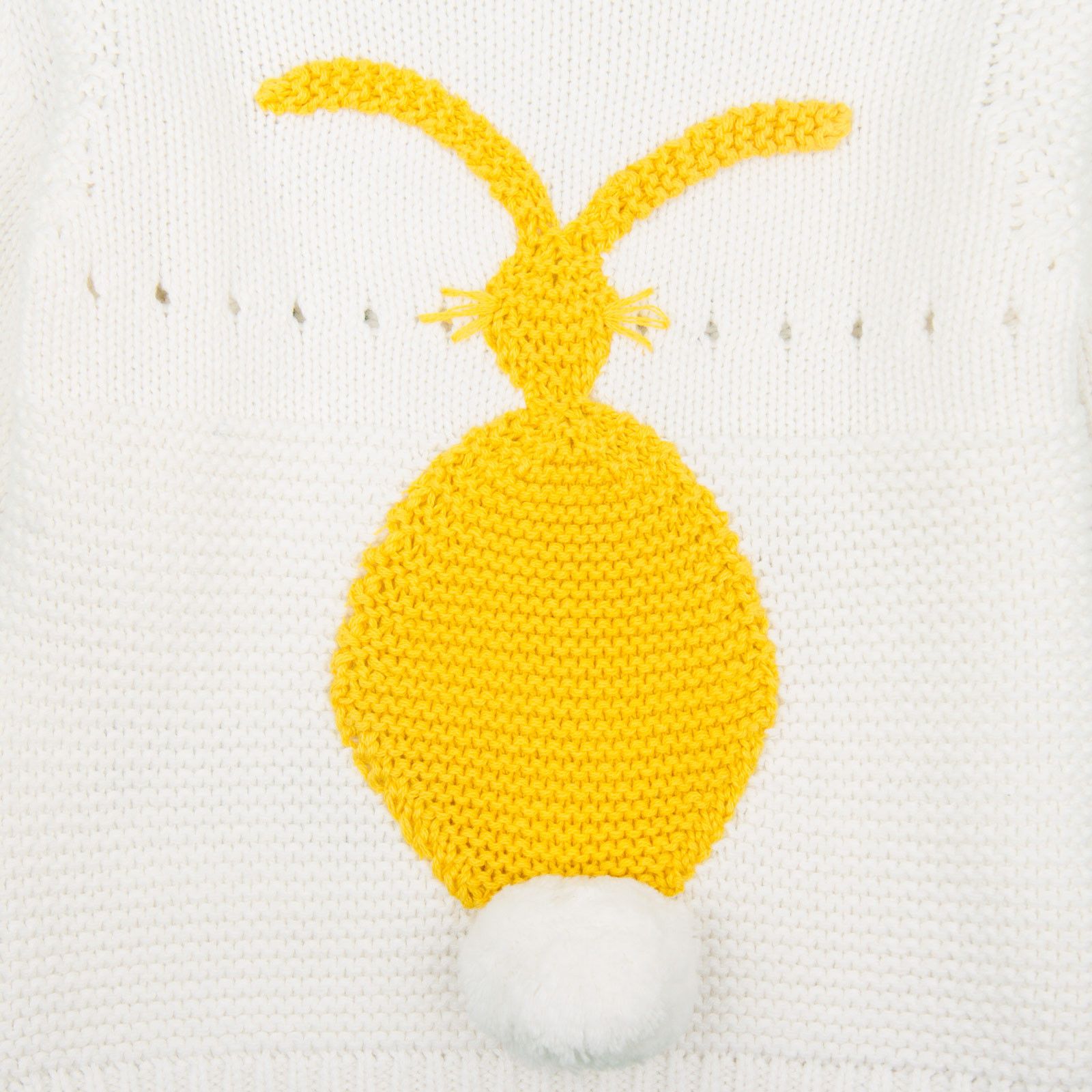 Thumper Baby Ivory Cotton Cashmere Knitted Sweater With Yellow Bunny Print - CÉMAROSE | Children's Fashion Store - 2