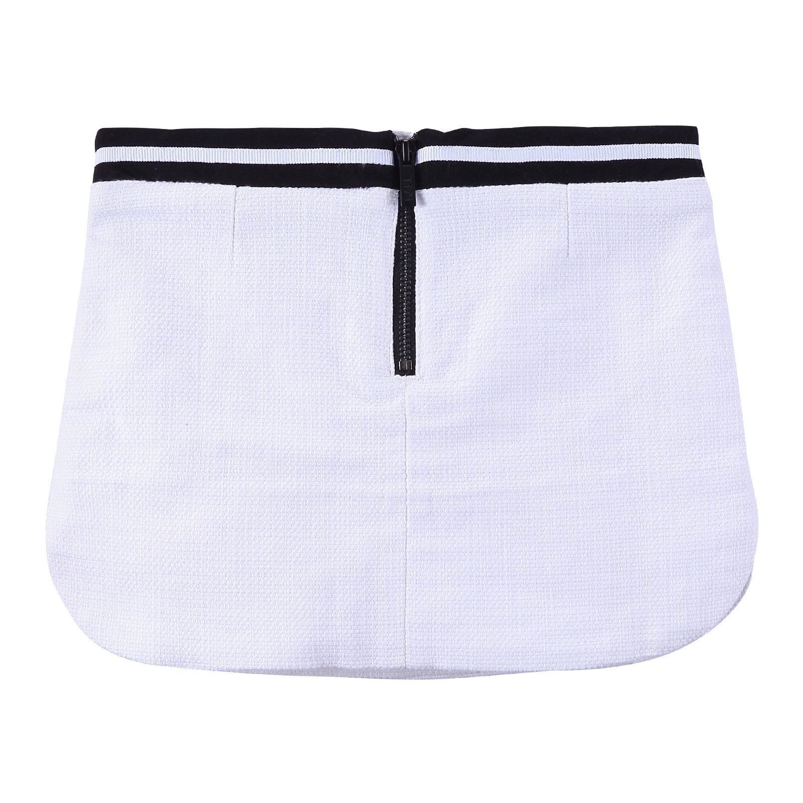 Girls White Elasticity Cotton Skirt With Black Waistband - CÉMAROSE | Children's Fashion Store - 2