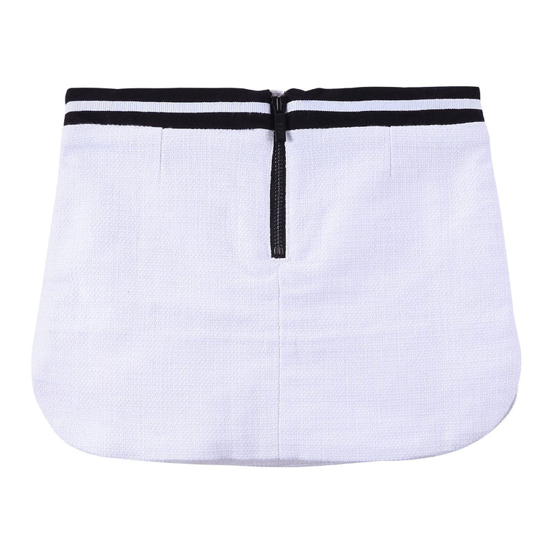 Girls White Elasticity Cotton Skirt With Black Waistband - CÉMAROSE | Children's Fashion Store - 2