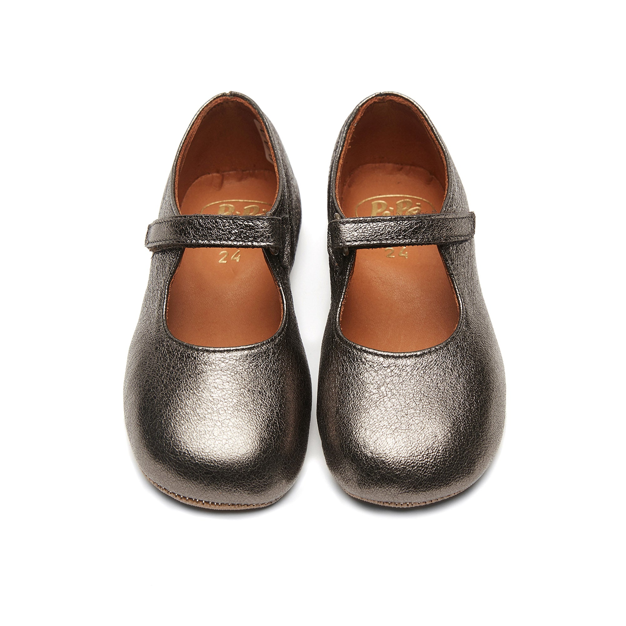 Girls Charcoal Leather Shoes