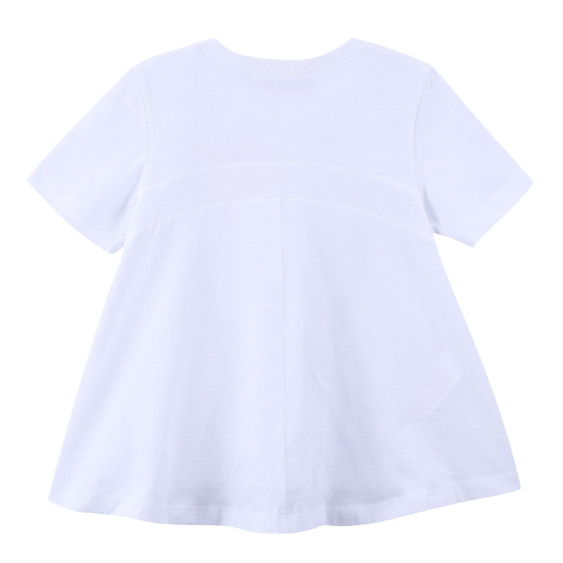 Girls White Flower Printed Cotton T-Shirt - CÉMAROSE | Children's Fashion Store - 3