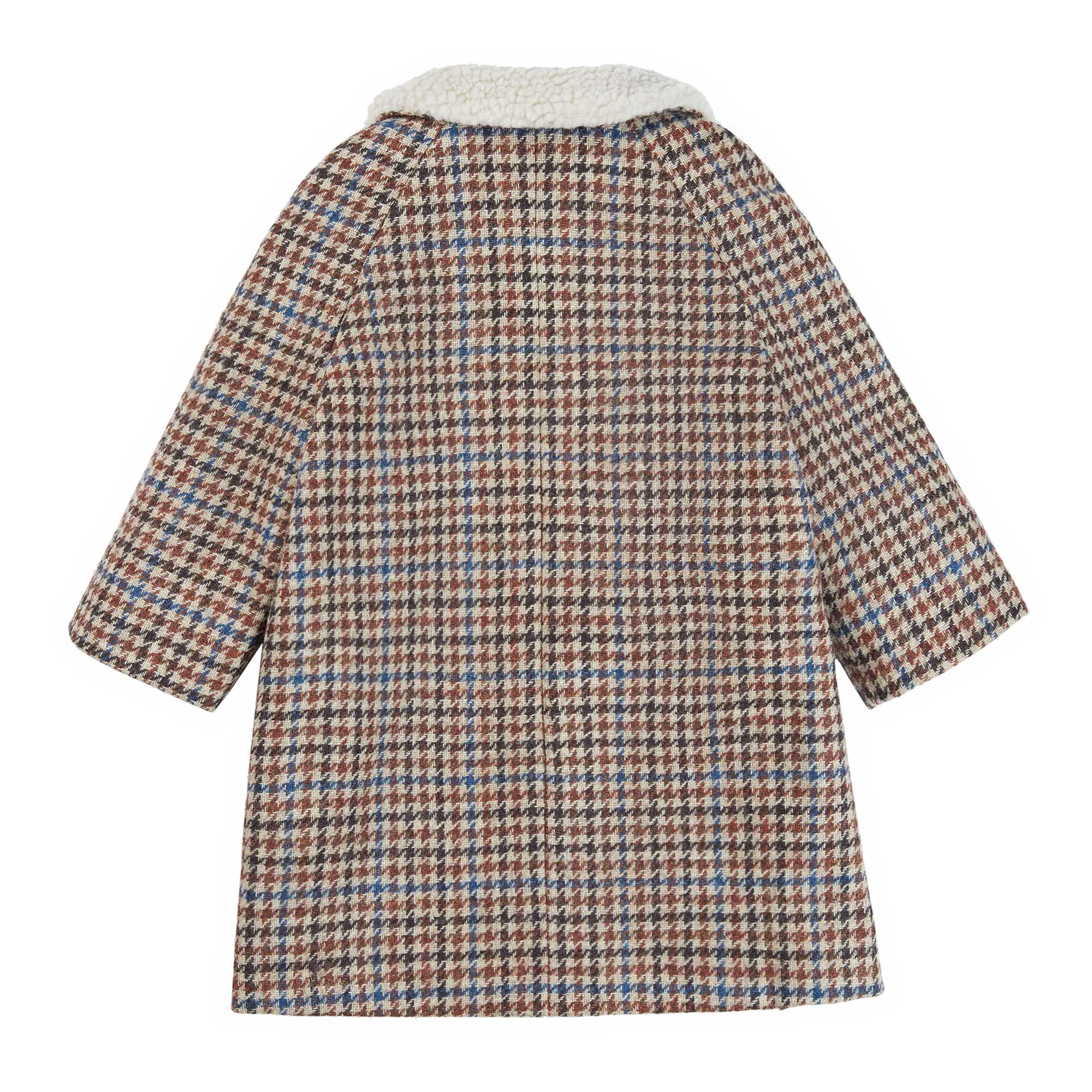 Baby Girls Beige Check Wool Coat
