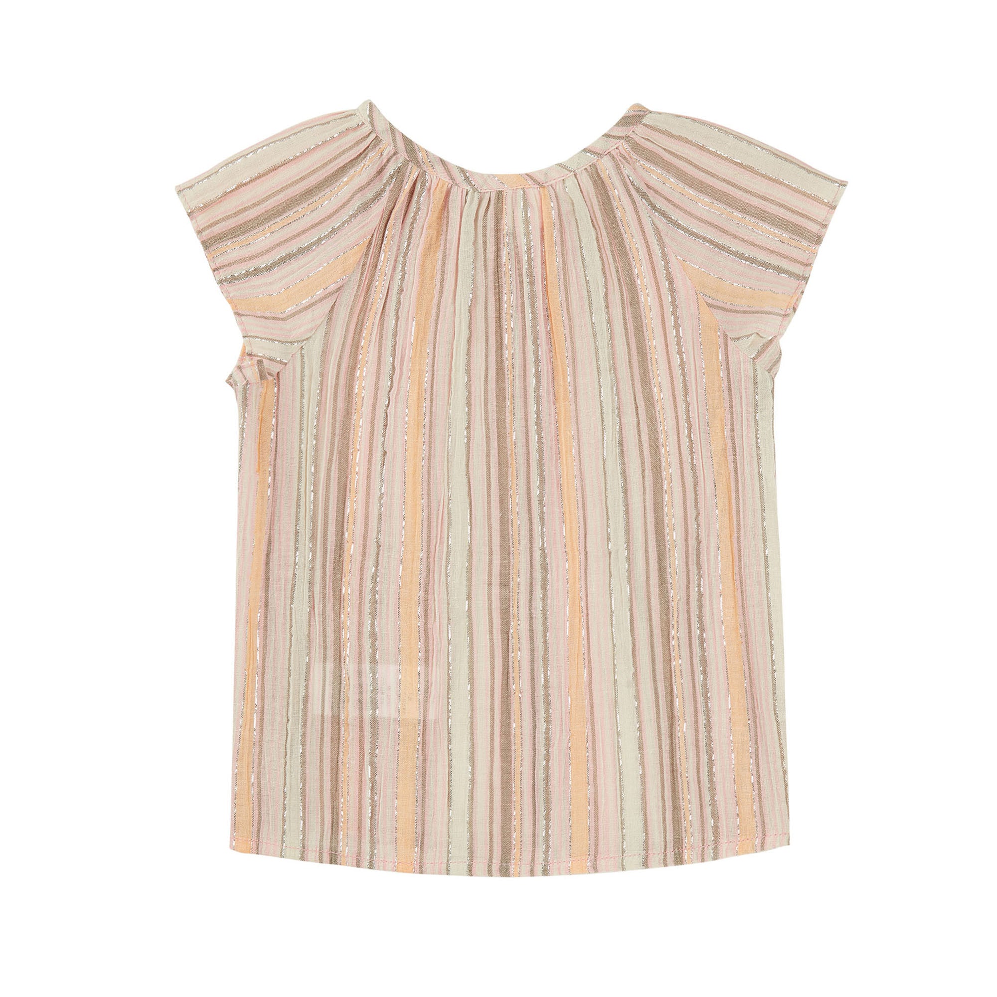Baby Girls Pink & Brown Stripe Cotton Top