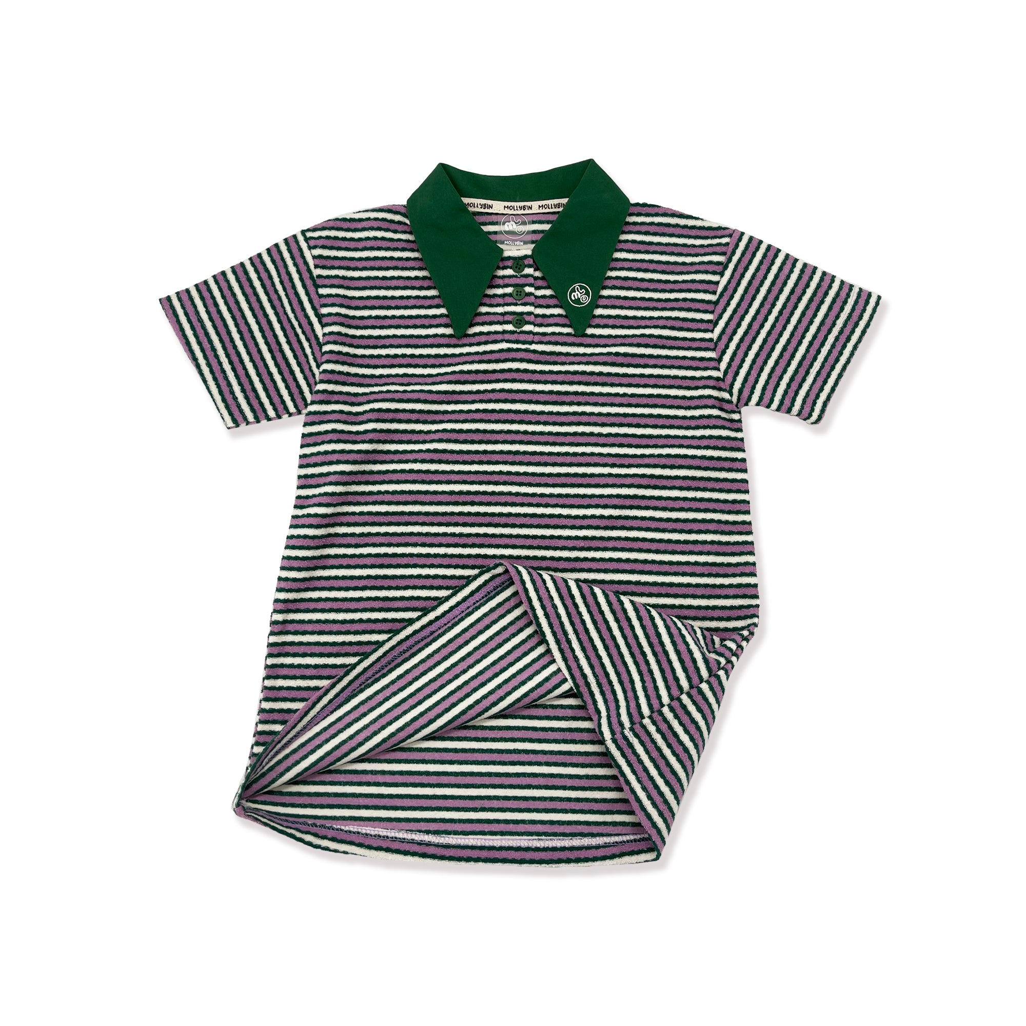 Girls Green Stripes Cotton Dress