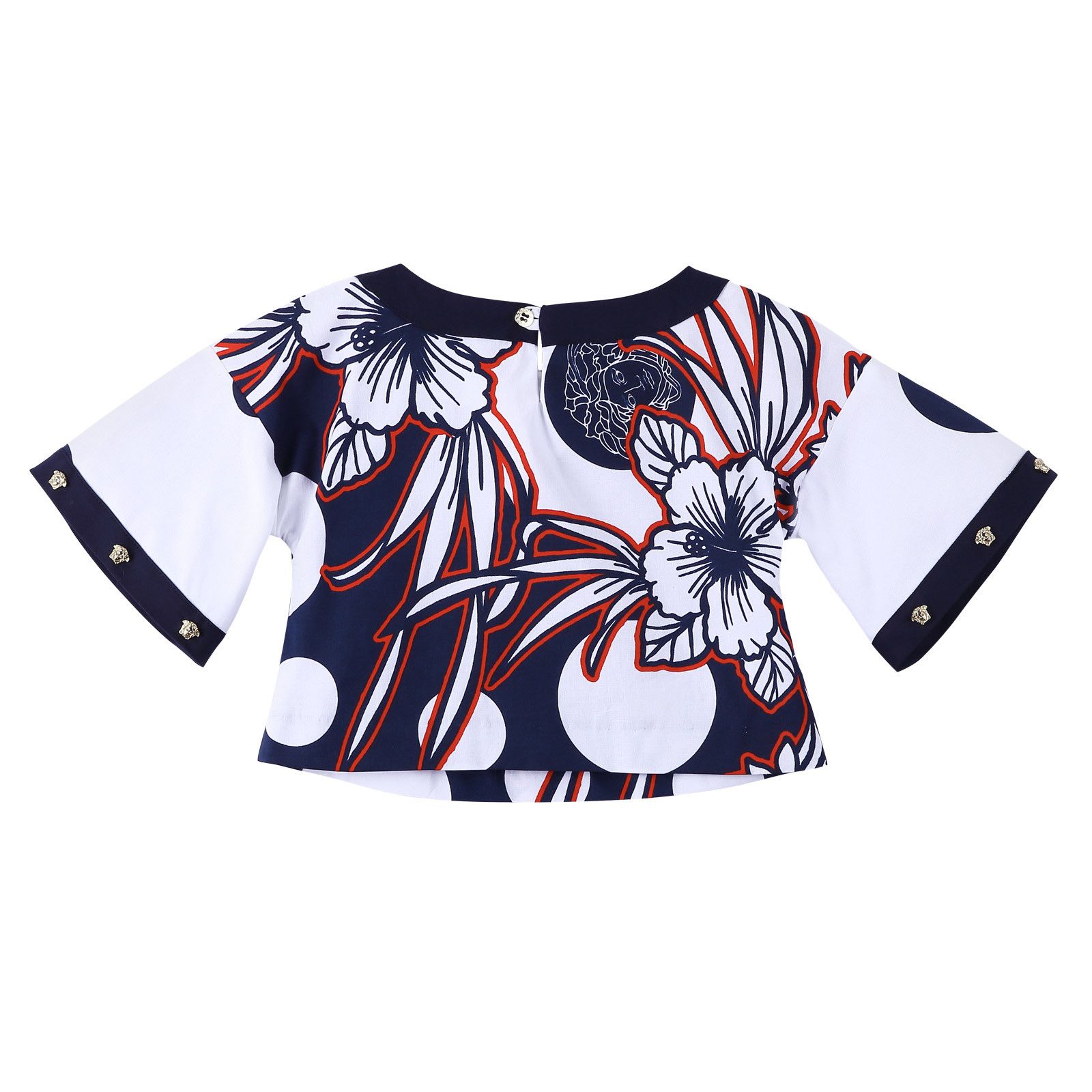 Girls Multicolor Flower Printed Cotton Blouse - CÉMAROSE | Children's Fashion Store - 2