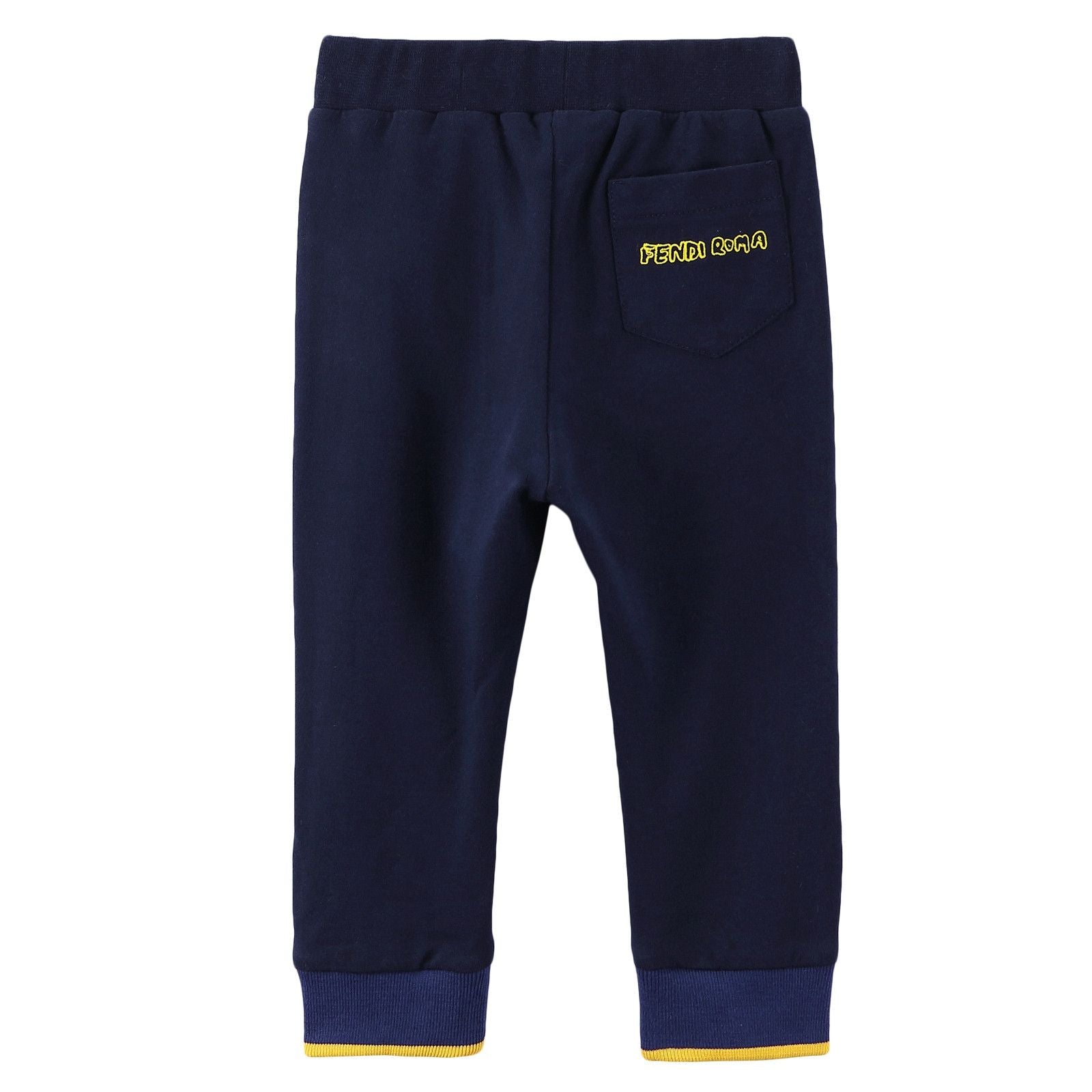 Baby Boys Blue Drawstring Trousers With Ribbed Cuffs - CÉMAROSE | Children's Fashion Store - 2