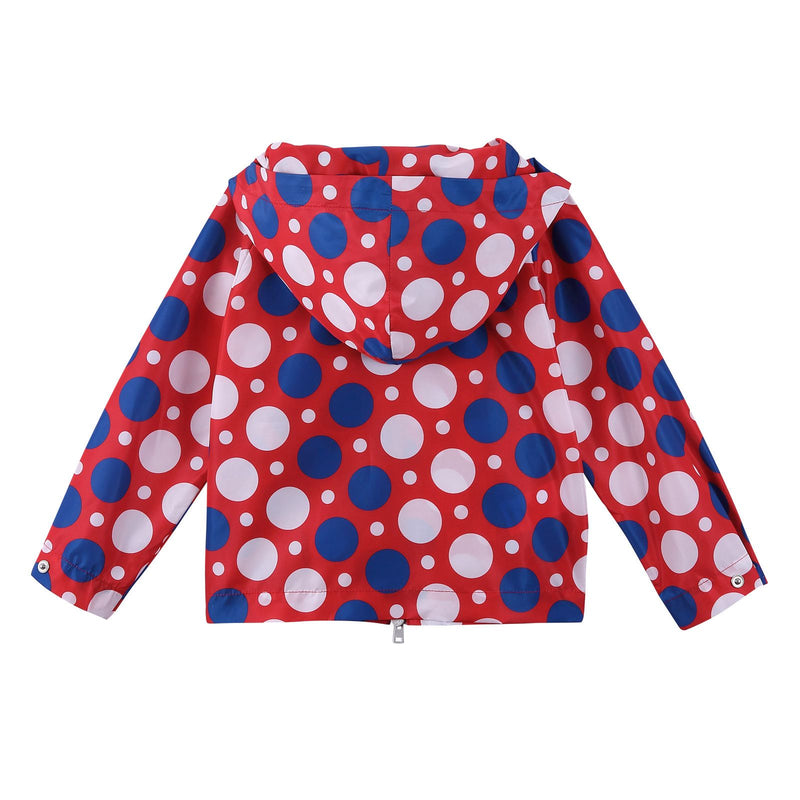 Girls Red Cotton Hooded Jacket With Multicolor Spot Print - CÉMAROSE | Children's Fashion Store - 3
