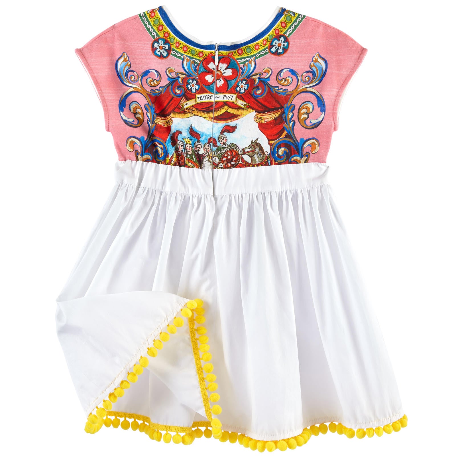 Girls Multicolor Printed Top&White Bottom Dress With Pompon Trims - CÉMAROSE | Children's Fashion Store - 2