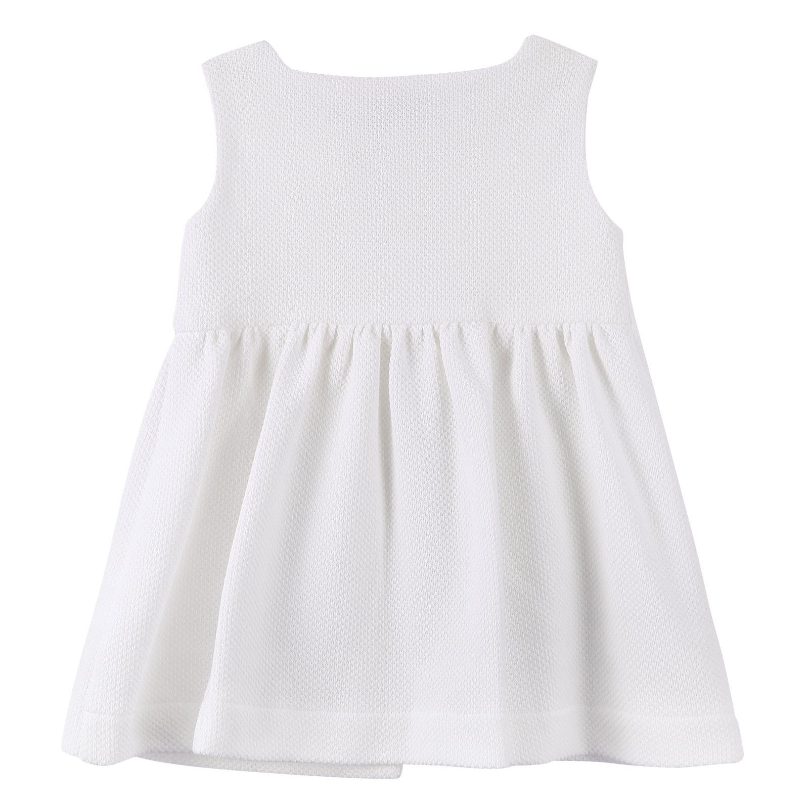 Baby Girls White Dress With Gold Button - CÉMAROSE | Children's Fashion Store - 2