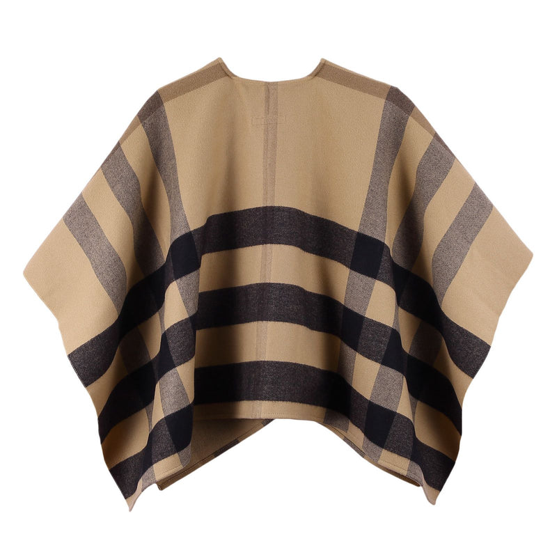 Girls Beige&Black Check Wool Shawl - CÉMAROSE | Children's Fashion Store - 2