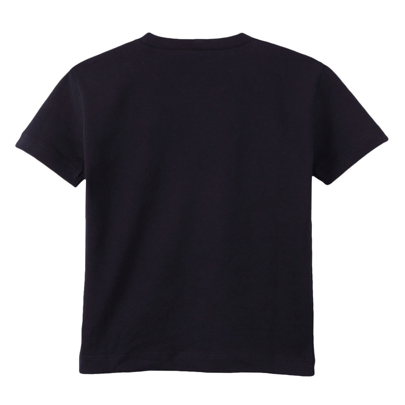 Boys Black Cotton T-Shirt With Gray Rhinestone Logo - CÉMAROSE | Children's Fashion Store - 2