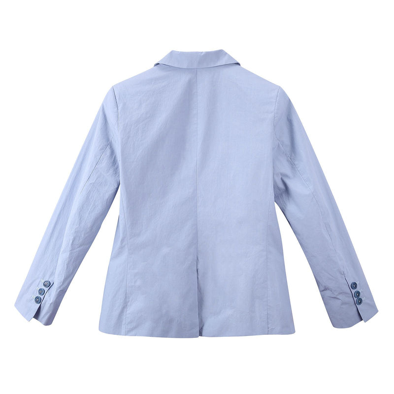 Boys Light Blue Cotton Blazer With Patch Pockets - CÉMAROSE | Children's Fashion Store - 2