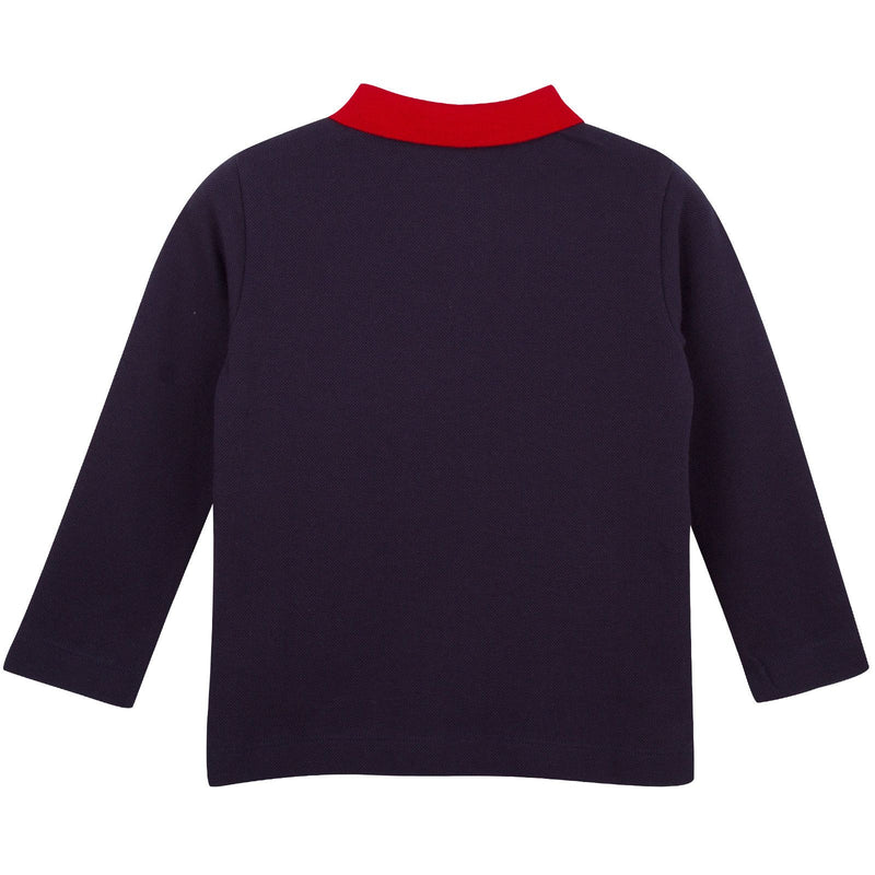 Boys Blue Embroidered Monster Cotton Polo Shirt - CÉMAROSE | Children's Fashion Store - 2