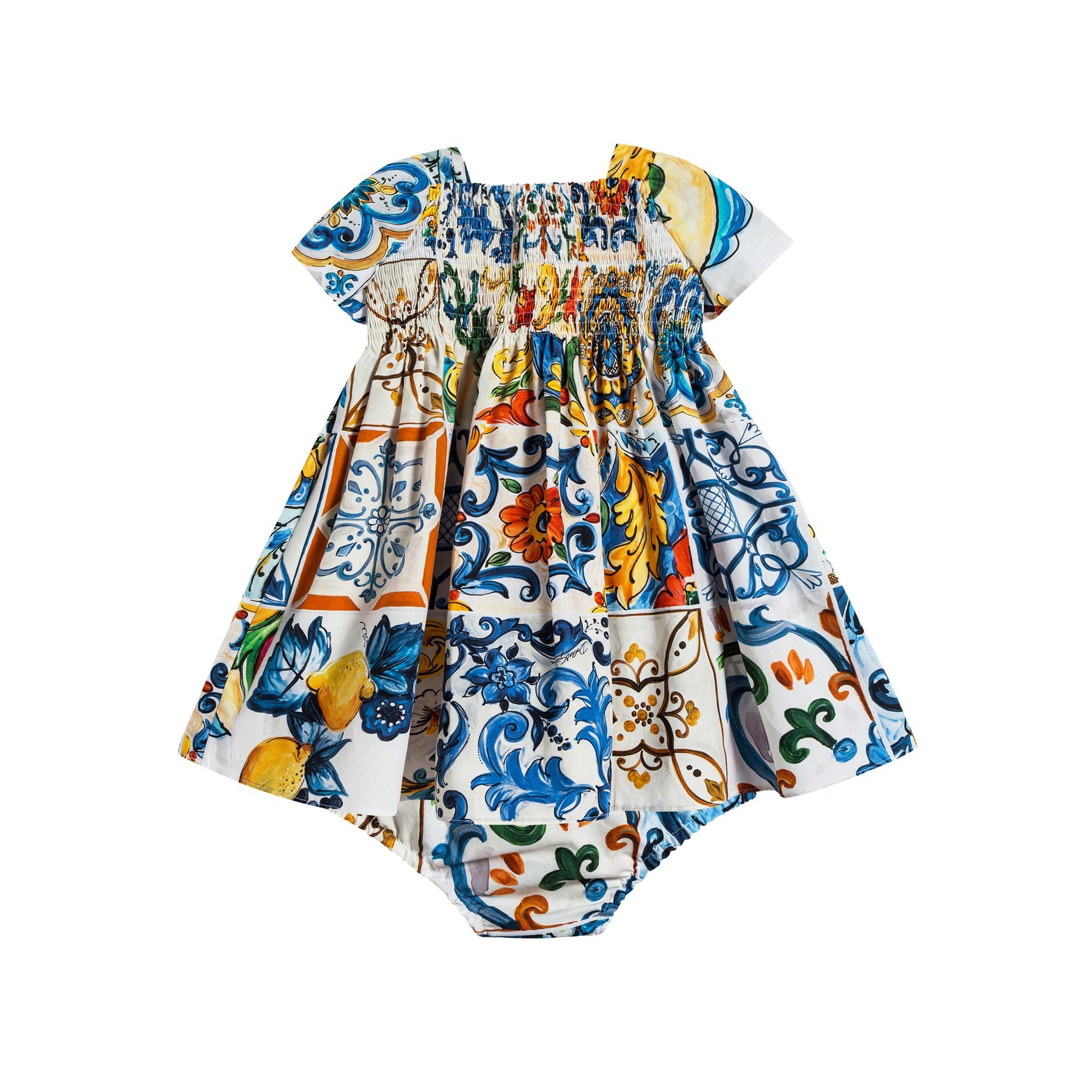 Baby Girls Blue Flowers Cotton Dress