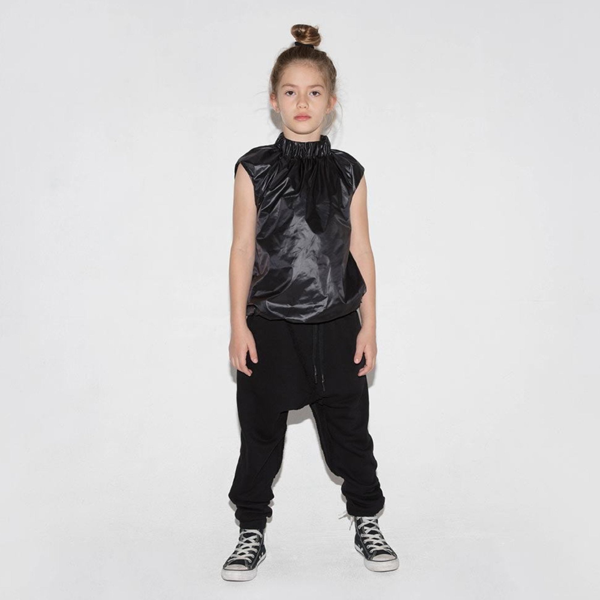 Boys&Girls Black Cotton Raw Pants