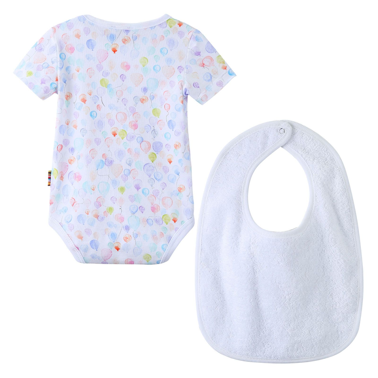Baby Girls Multicolor Balloon Printed Bodysuit & Bib Set - CÉMAROSE | Children's Fashion Store - 2