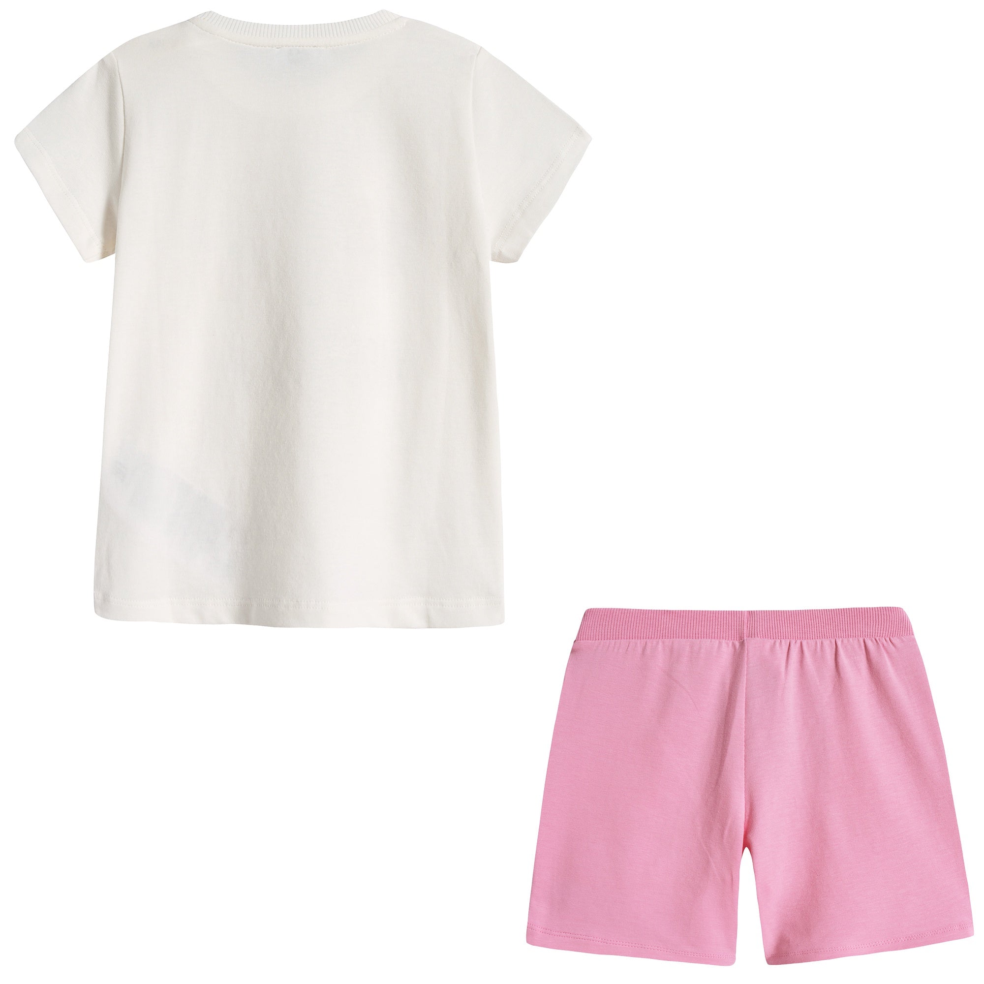 Baby Boys & Girls Ivory & Pink Cotton Shorts Set