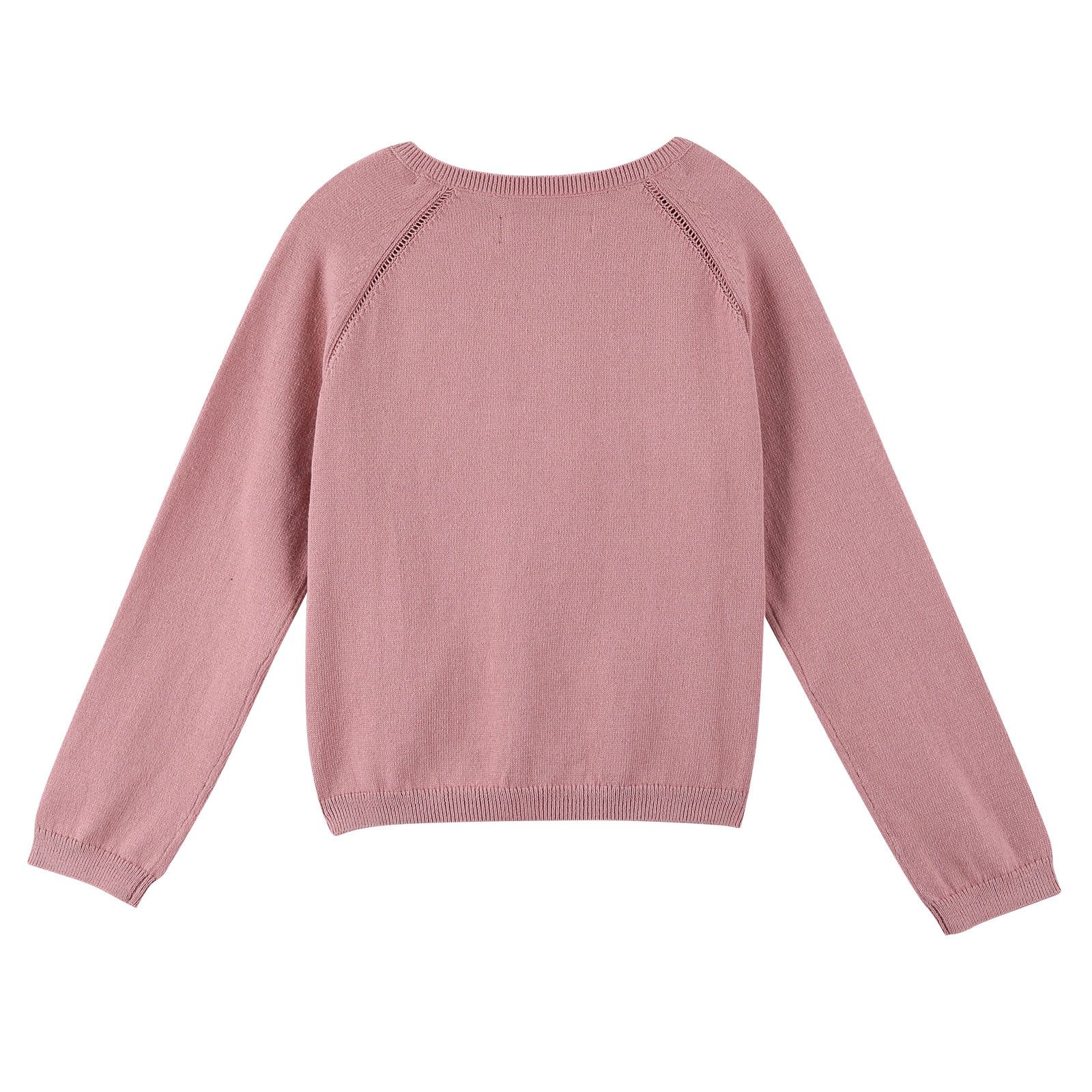 Girls Light Pink Cotton Cardigan - CÉMAROSE | Children's Fashion Store - 2