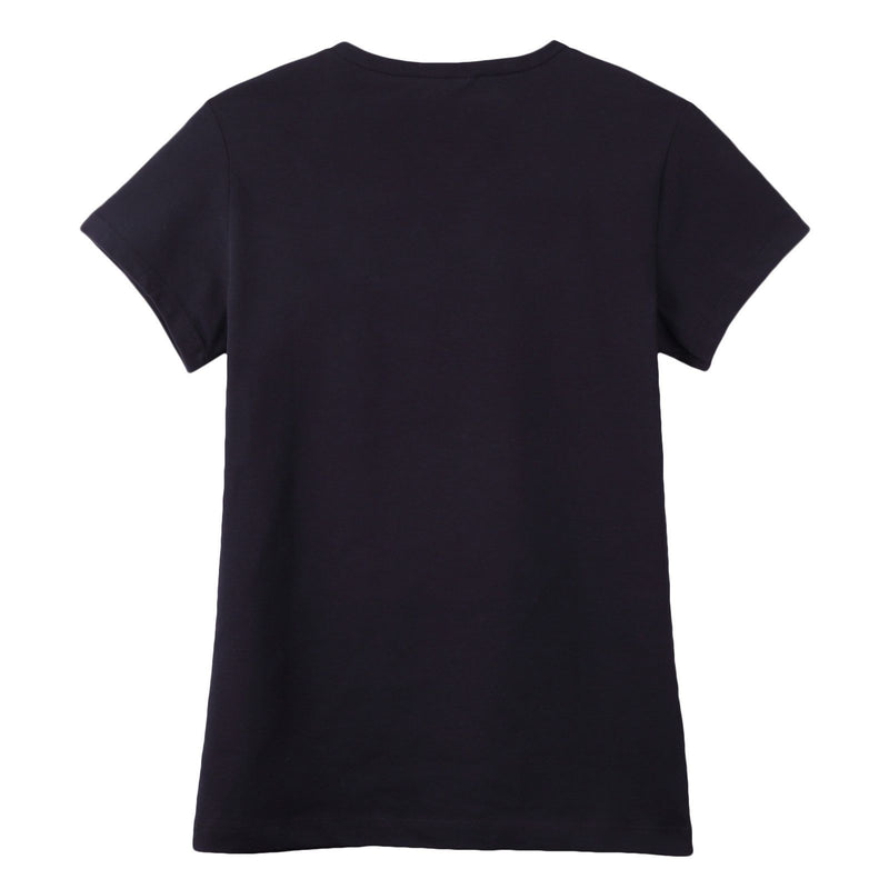 Girls Black Cotton T-Shirt With Gold Rhinestone Logo - CÉMAROSE | Children's Fashion Store - 2
