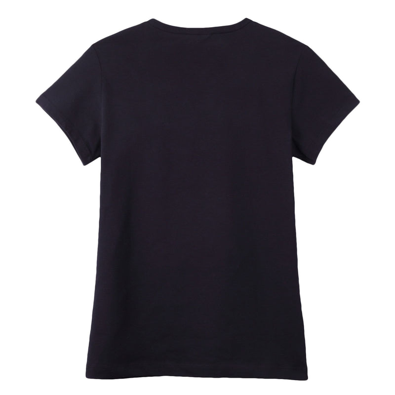 Girls Black Cotton T-Shirt With Gold Rhinestone Logo - CÉMAROSE | Children's Fashion Store - 2