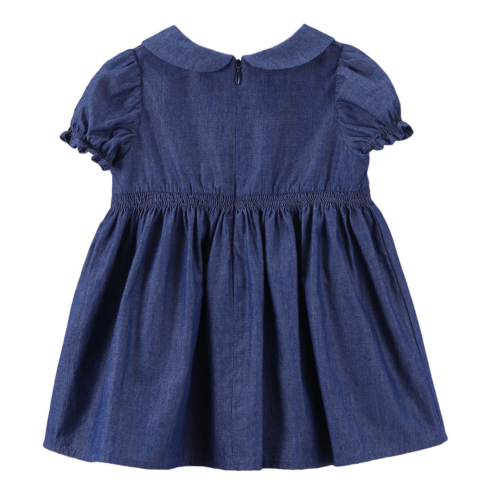 Baby Girls Light Blue Cotton Dress With Body Vest - CÉMAROSE | Children's Fashion Store - 4