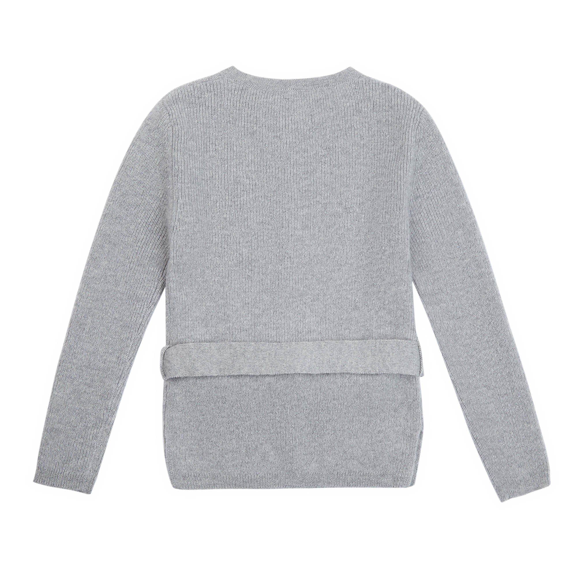 Girls Grey Belt Wool Cardigan