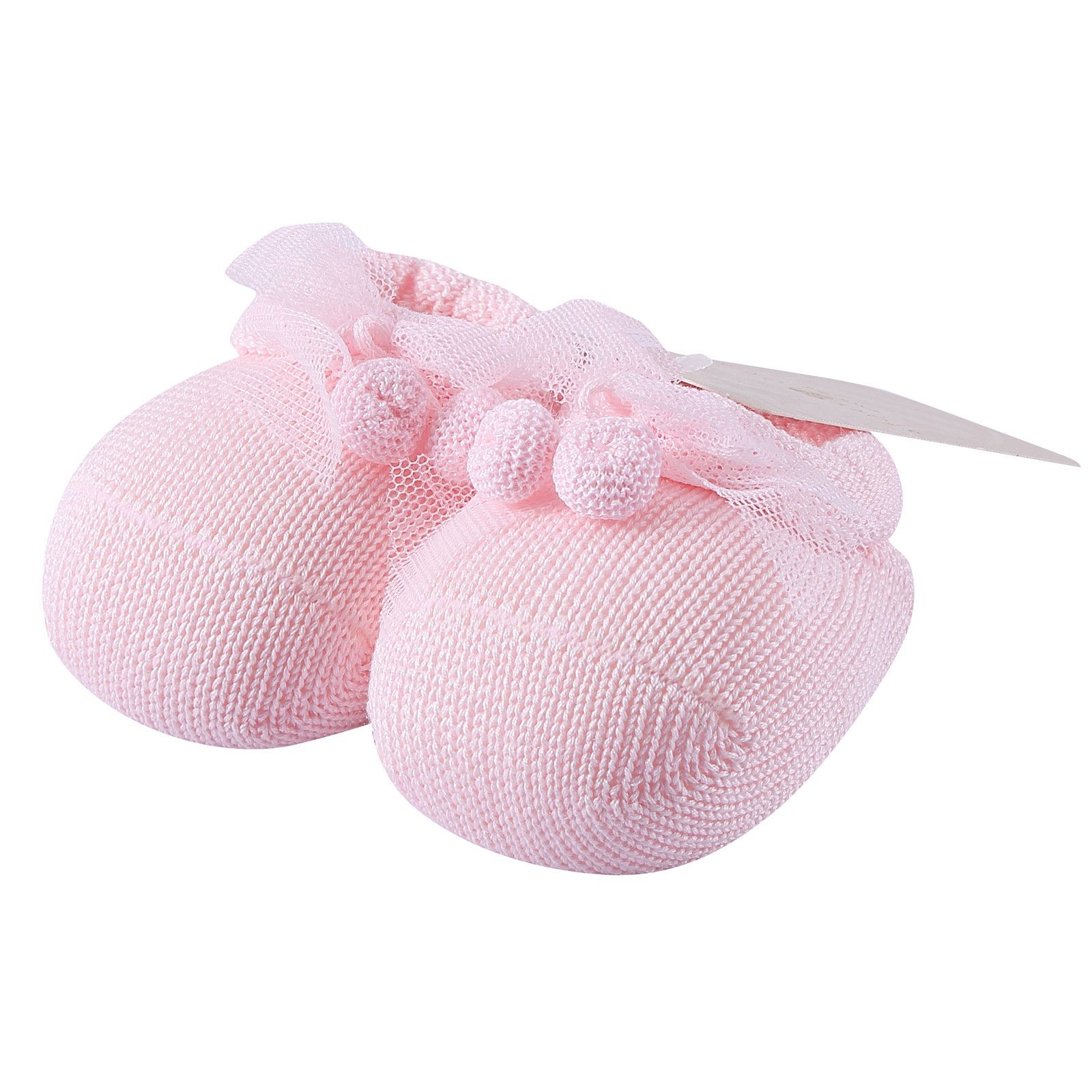 Baby Pink Knitted Cotton Shoes&Hair Band Gift Set - CÉMAROSE | Children's Fashion Store - 2
