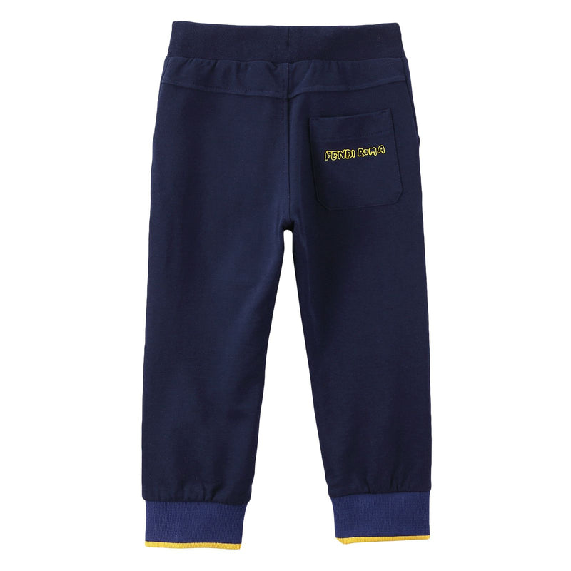 Boys Blue Drawstring Cotton Trousers With Ribbed Cuffs - CÉMAROSE | Children's Fashion Store - 2