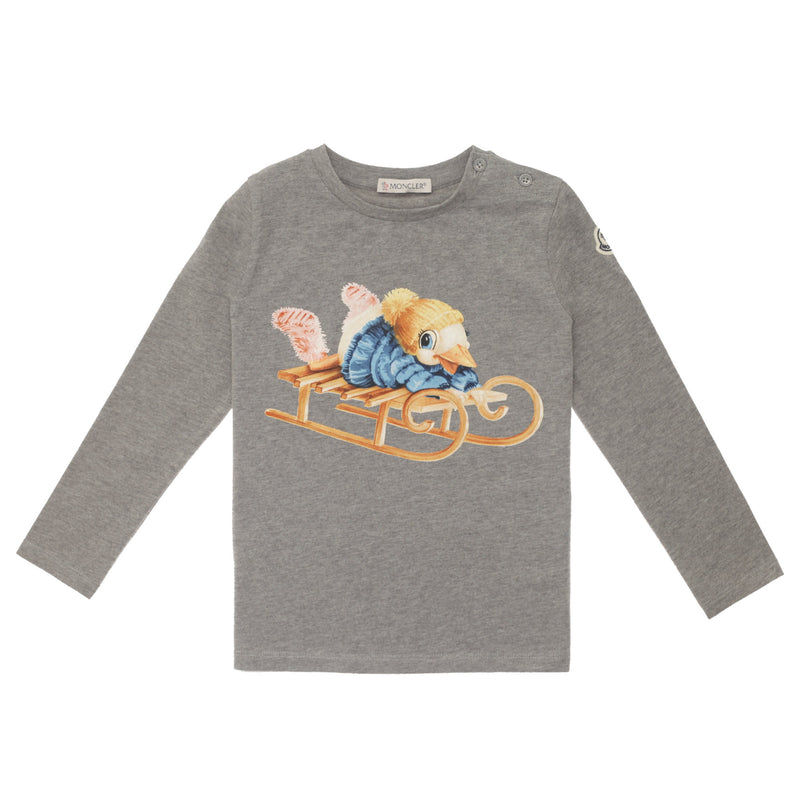 Baby Grey Fancy Printed Trims Long Sleeve T-Shirt - CÉMAROSE | Children's Fashion Store - 1