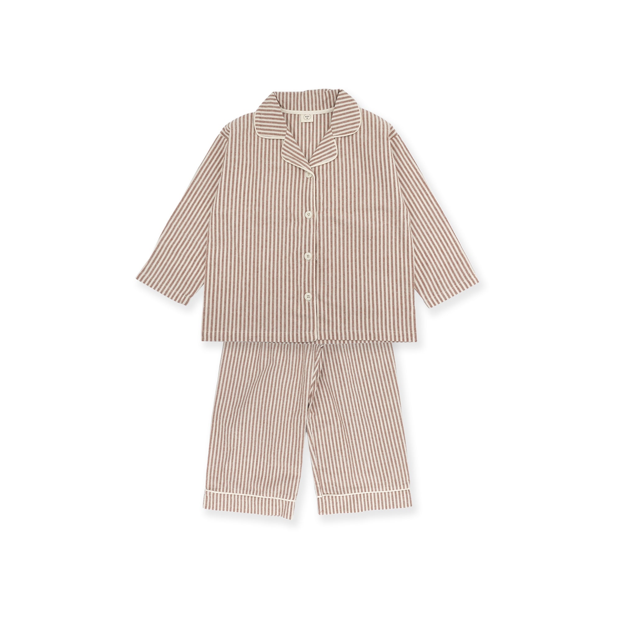 Boys & Girls Beige Stripes Cotton Nightwear Set