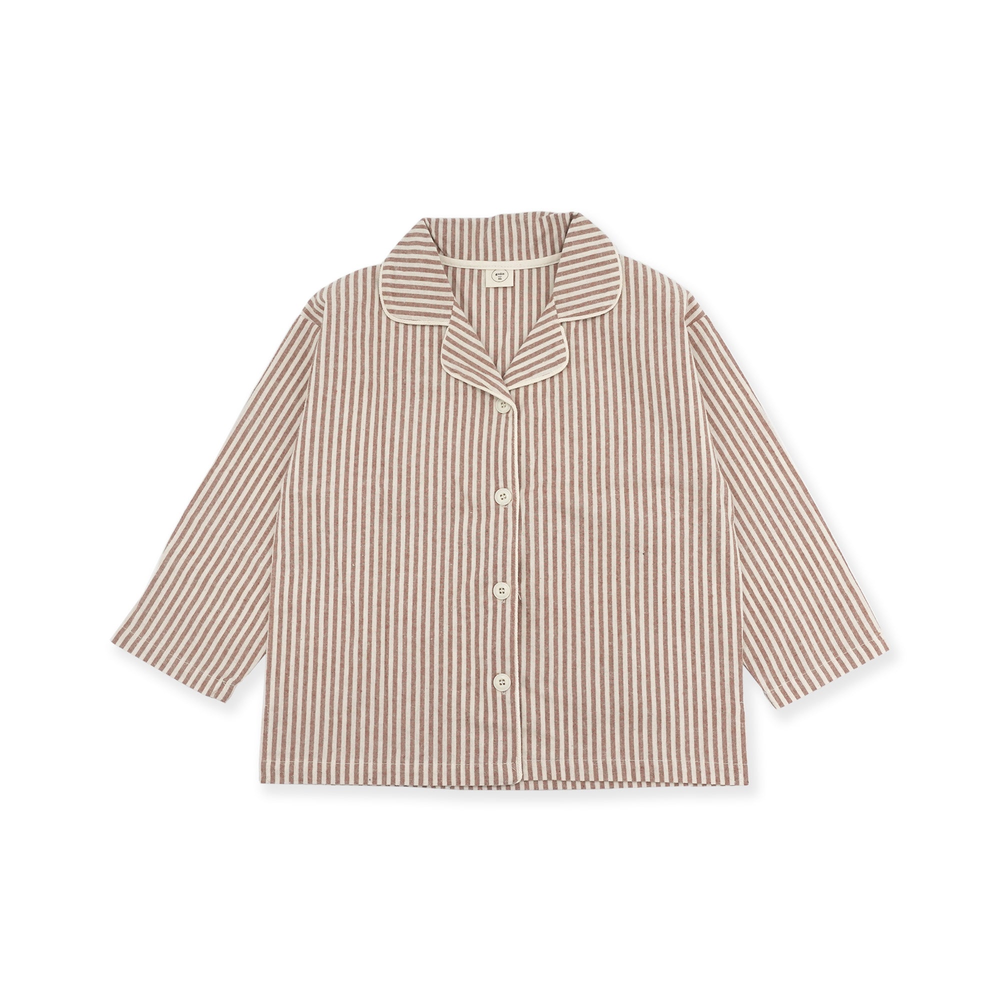 Boys & Girls Beige Stripes Cotton Nightwear Set