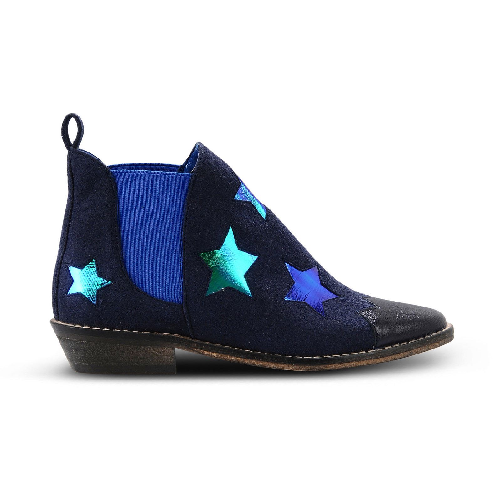 Lily Girls Navy Blue Boots With Green Shimmer Star - CÉMAROSE | Children's Fashion Store - 4