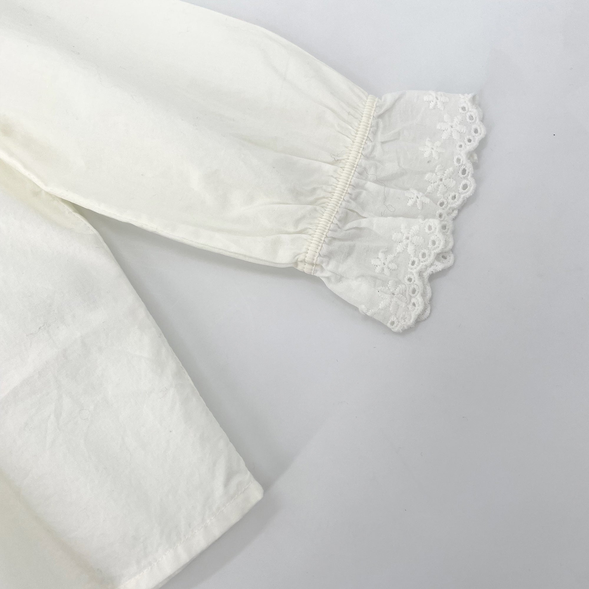 Girls White Ruffled Cotton Shirt
