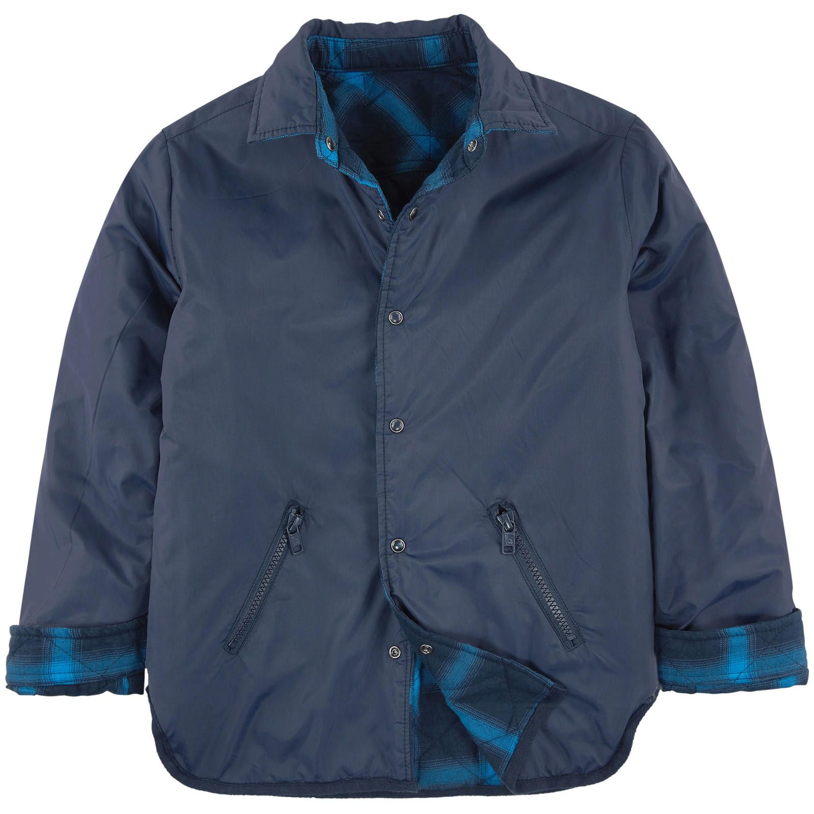 Hunter Boys Navy Blue Reversible Check Long Sleeve Cotton Shirt - CÉMAROSE | Children's Fashion Store - 2