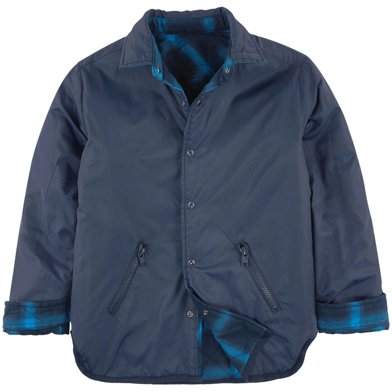 Hunter Boys Navy Blue Reversible Check Long Sleeve Cotton Shirt - CÉMAROSE | Children's Fashion Store - 2