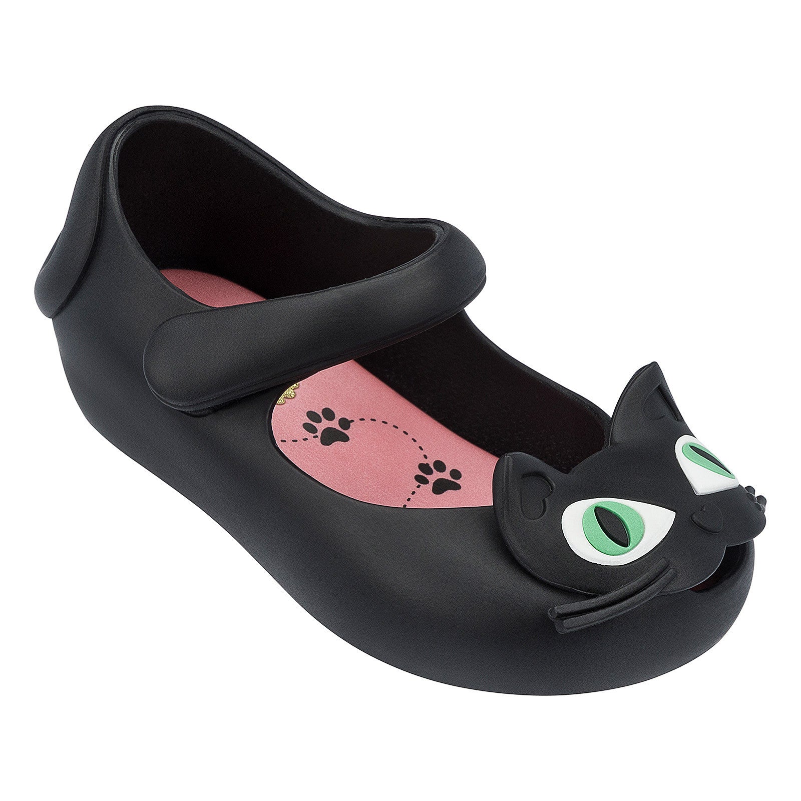 Girls Black Cat Velcro Strap Jelly Shoes - CÉMAROSE | Children's Fashion Store