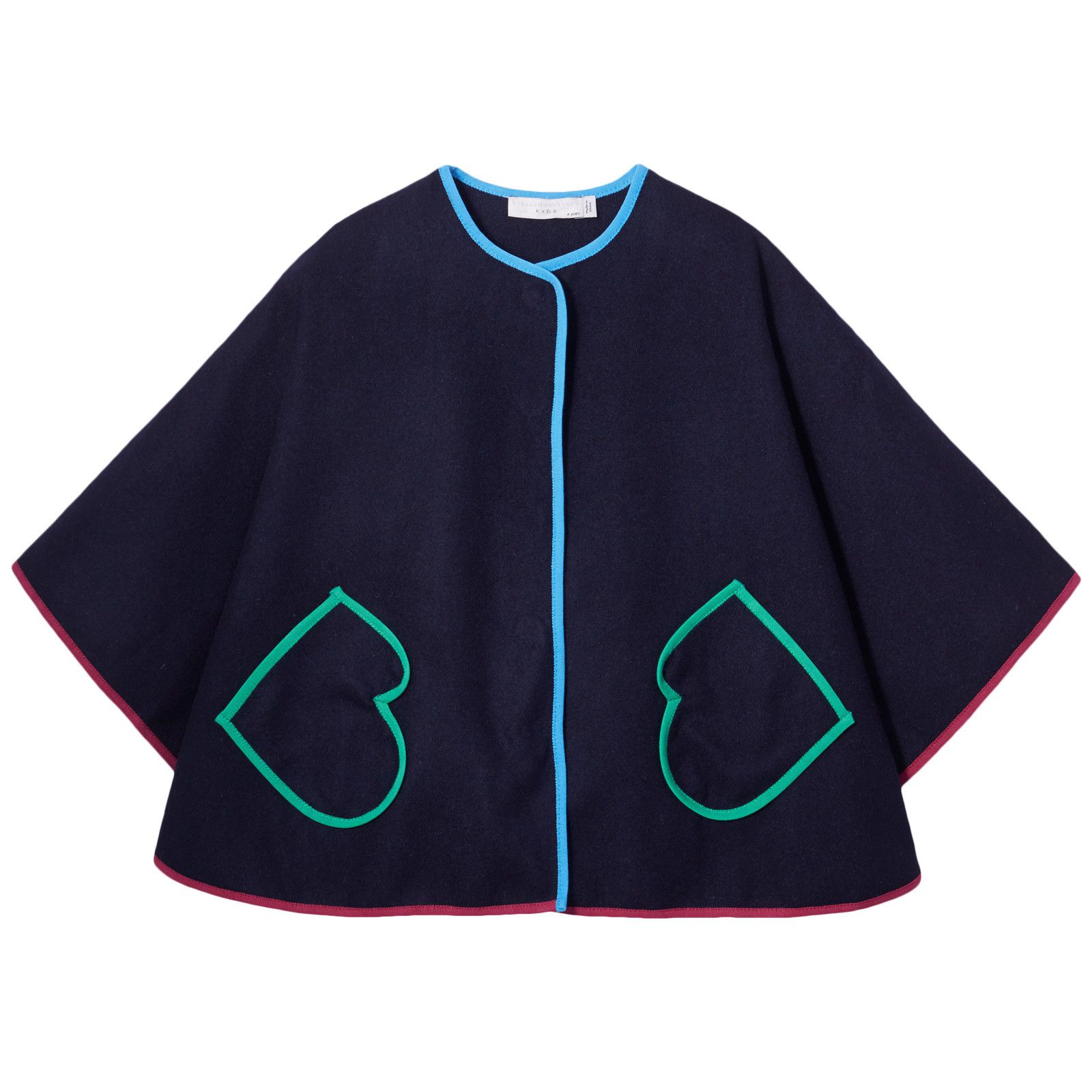 Florence Girls Navy Blue Wool Cape - CÉMAROSE | Children's Fashion Store - 1