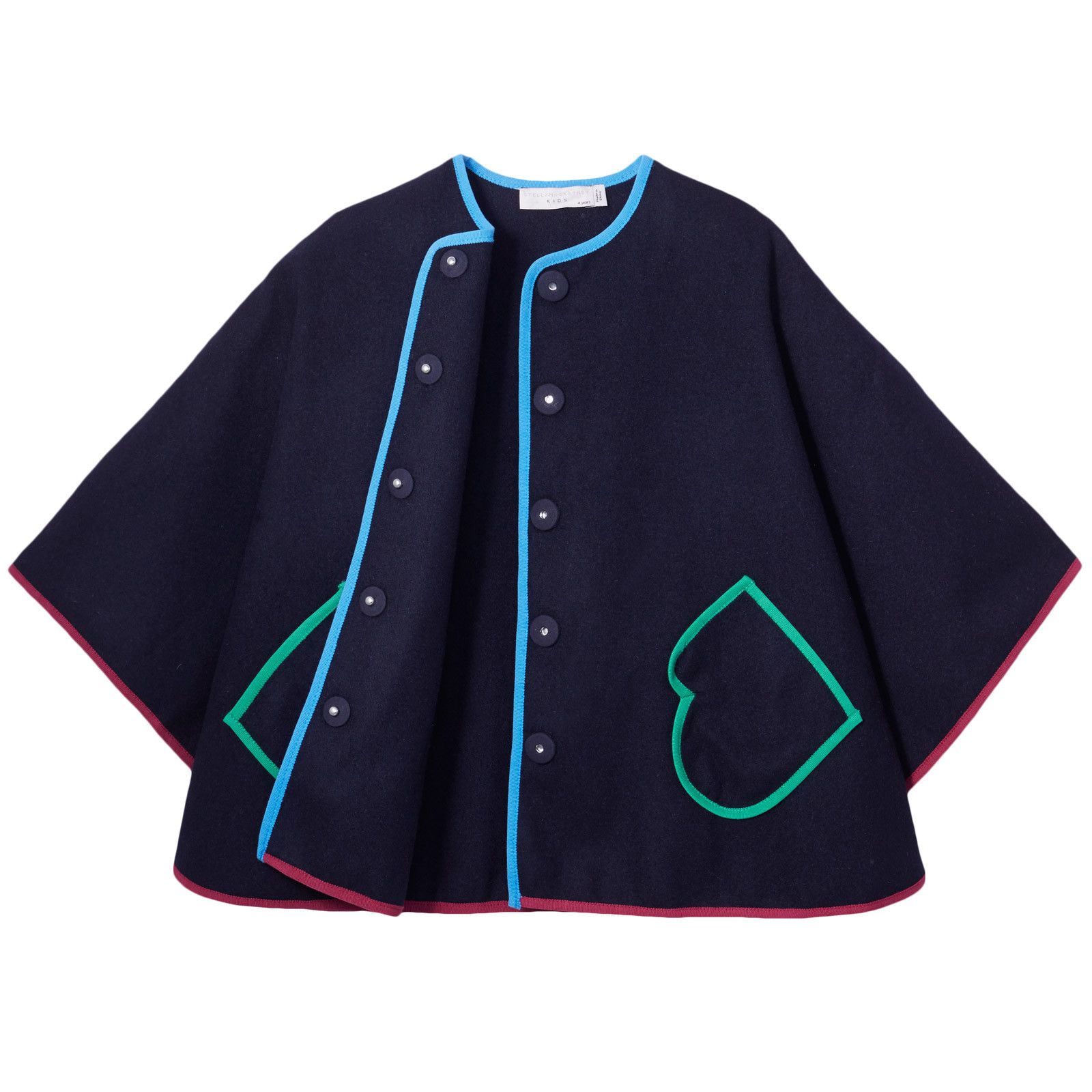 Florence Girls Navy Blue Wool Cape - CÉMAROSE | Children's Fashion Store - 2
