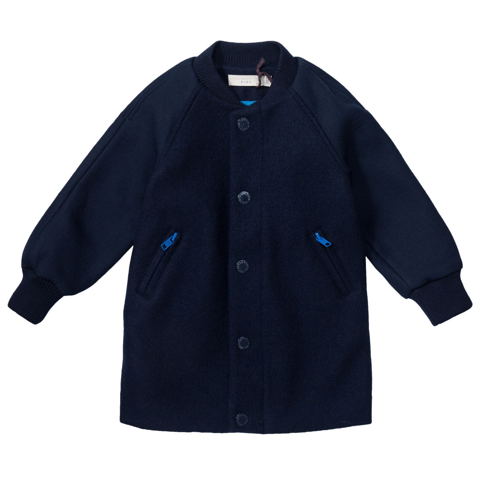 Renae  Girls Navy Blue Wool Coat With Two Zip Pocket - CÉMAROSE | Children's Fashion Store - 1