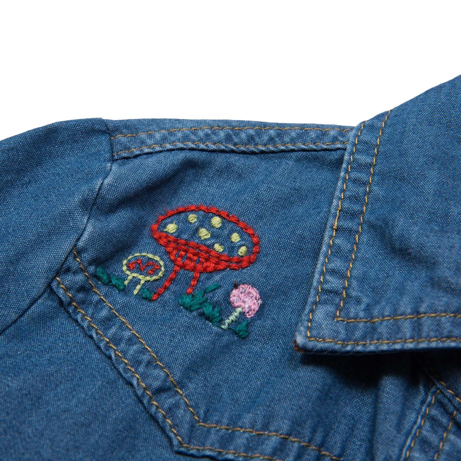 Mushroom Girls Blue Denim Cotton Blouse - CÉMAROSE | Children's Fashion Store - 5