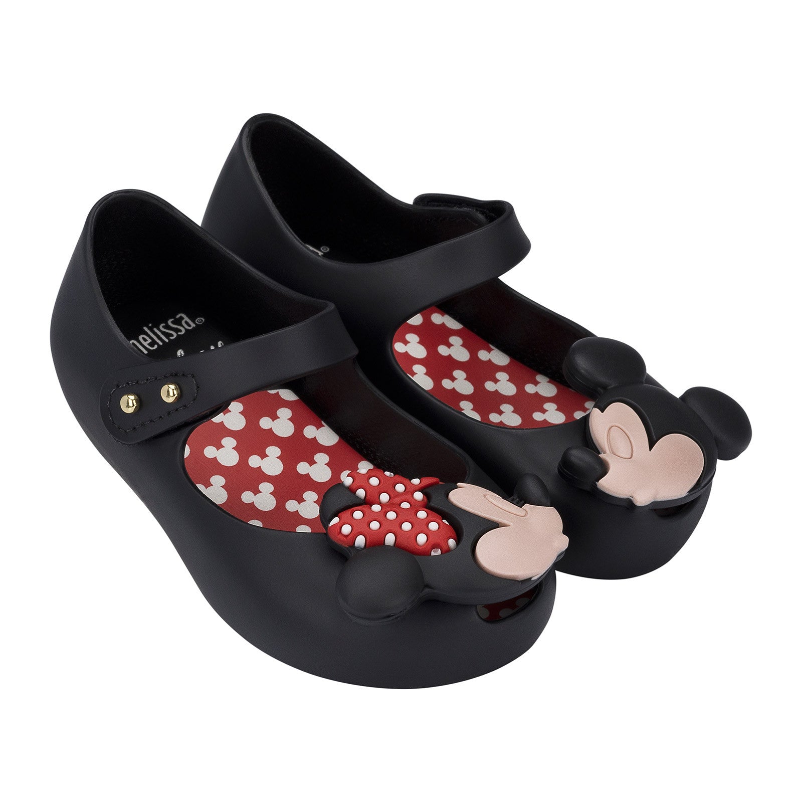 Girls Black Minnie & Mickey Velcro Strap Jelly Shoes - CÉMAROSE | Children's Fashion Store
