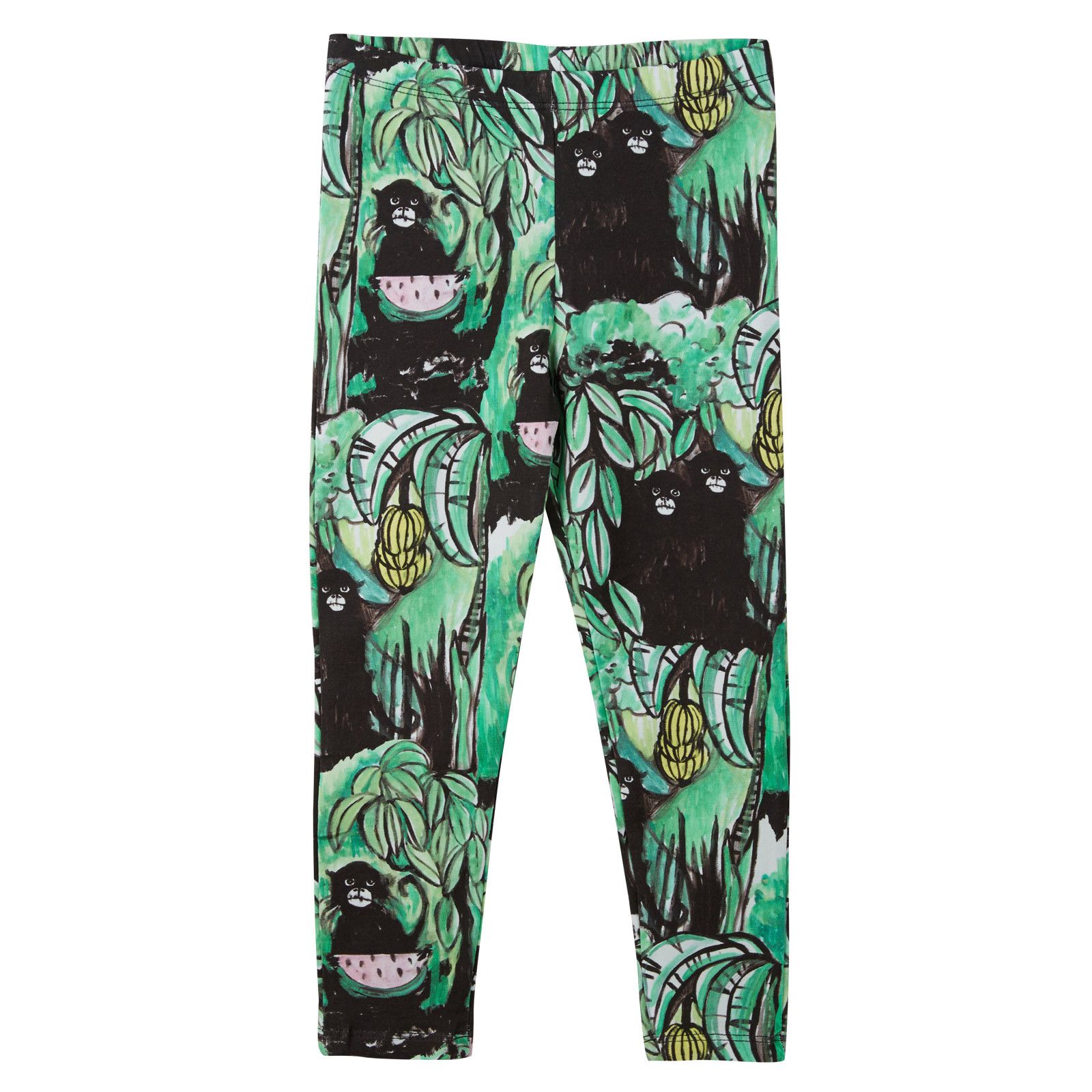 Boys&Girls Bright Green&Black Monkey Printed Leggings - CÉMAROSE | Children's Fashion Store - 1