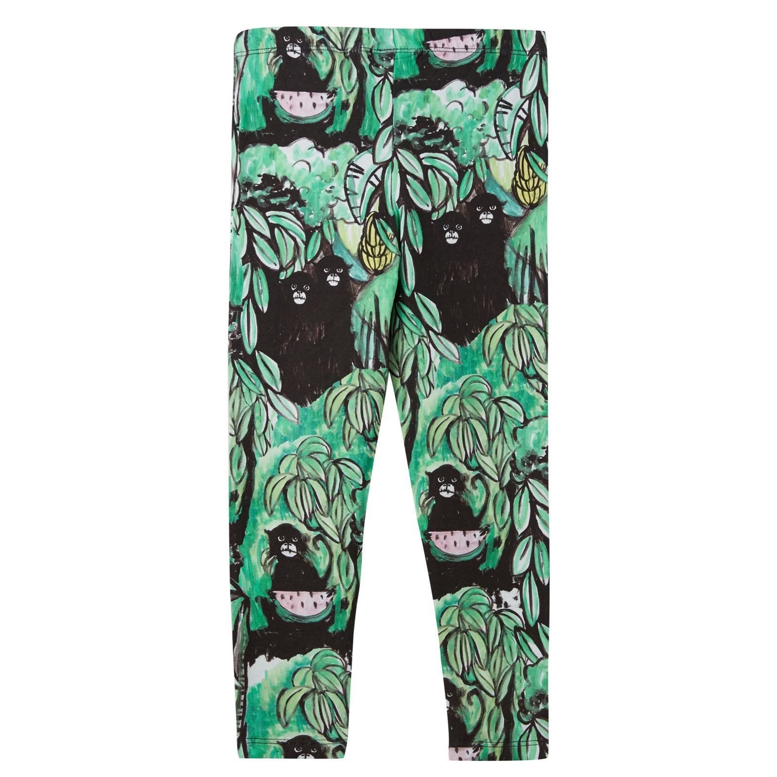 Boys&Girls Bright Green&Black Monkey Printed Leggings - CÉMAROSE | Children's Fashion Store - 2